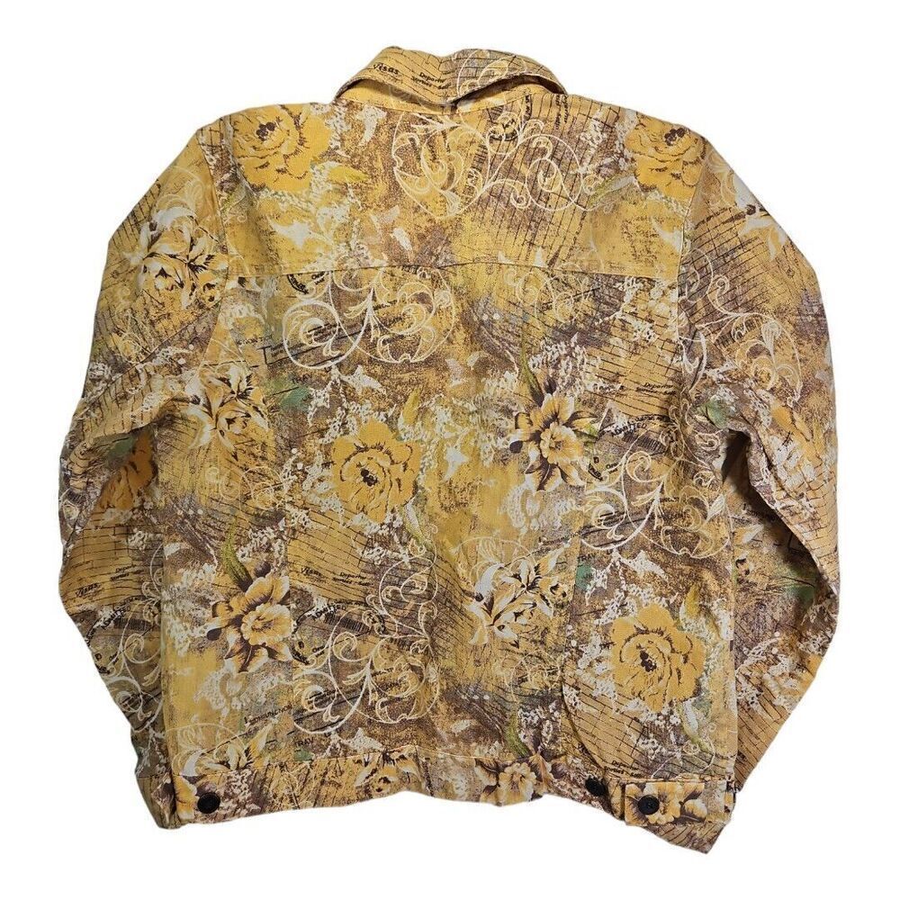 Christopher & Banks Linen Blend Yellow Floral Jean Style Jacket Size S - Picture 6 of 10